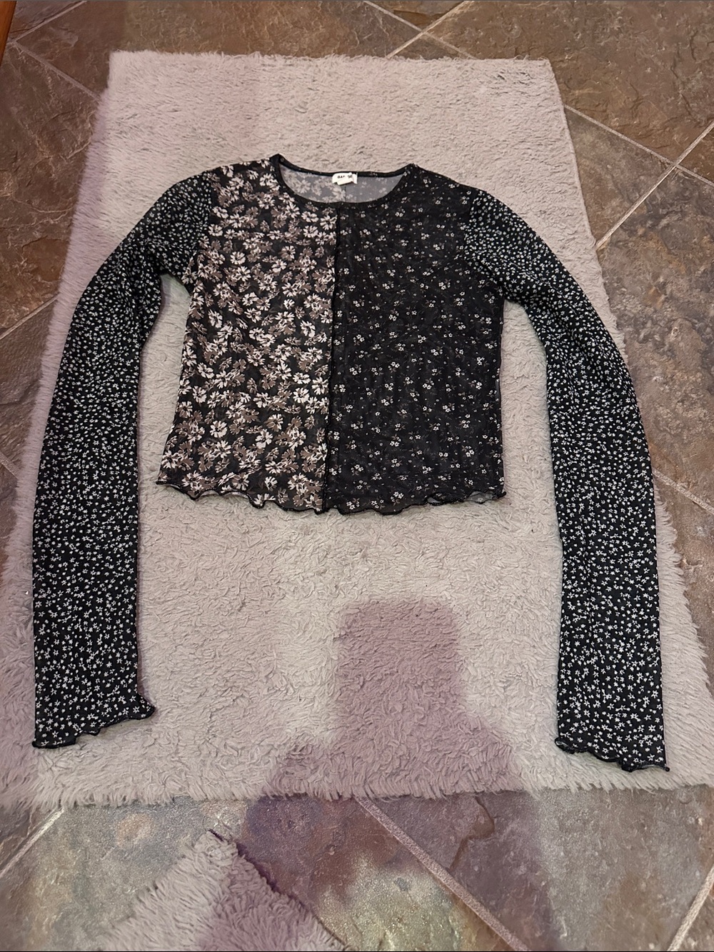 Garage Black and White Floral Sheer Cardigan